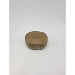 Antique Pozzini's Powder Box, Hinged Tin, Scrolled Brass Colored Vanity Decor